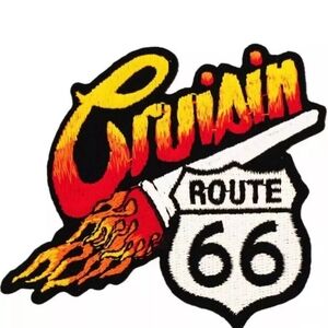 Route 66 Crusin Embroidered Iron-On Patch 3"